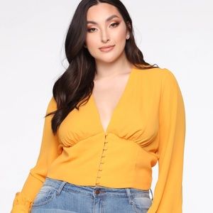 Golden Yellow Deep V Neck Blouse